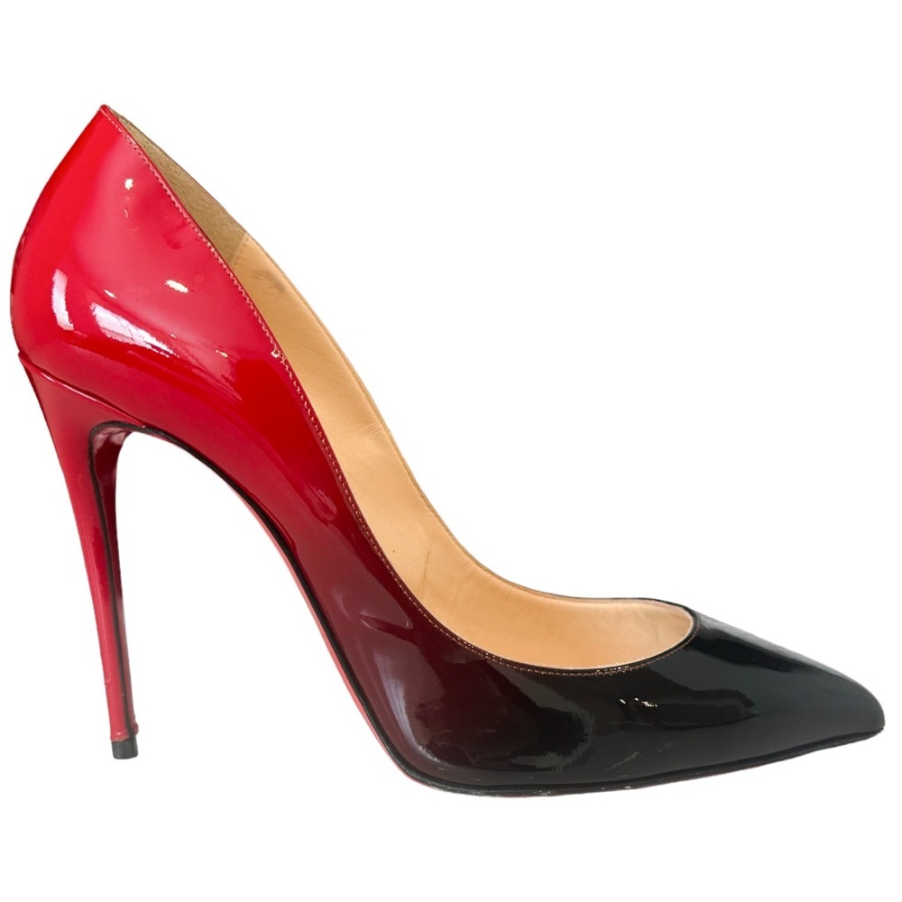 Christian Louboutin Pigalle 100 Patent Calf Leather Black Red